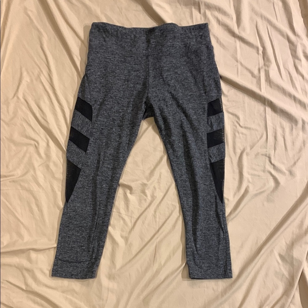 Gray + Black Active Capris with Mesh Panels